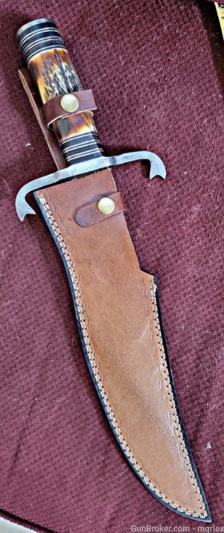 Damascus STAG BOWIE knife -img-1
