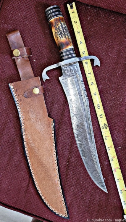 Damascus STAG BOWIE knife -img-4