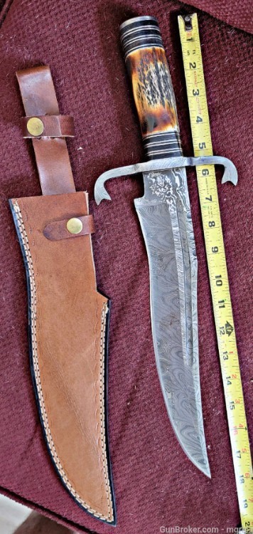 Damascus STAG BOWIE knife -img-3