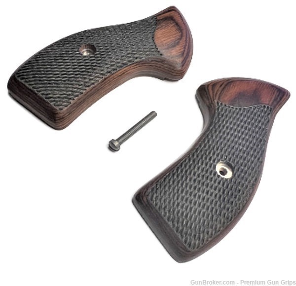  Charter Arms Grips universal fit Rosewood Checkered Classic-img-1