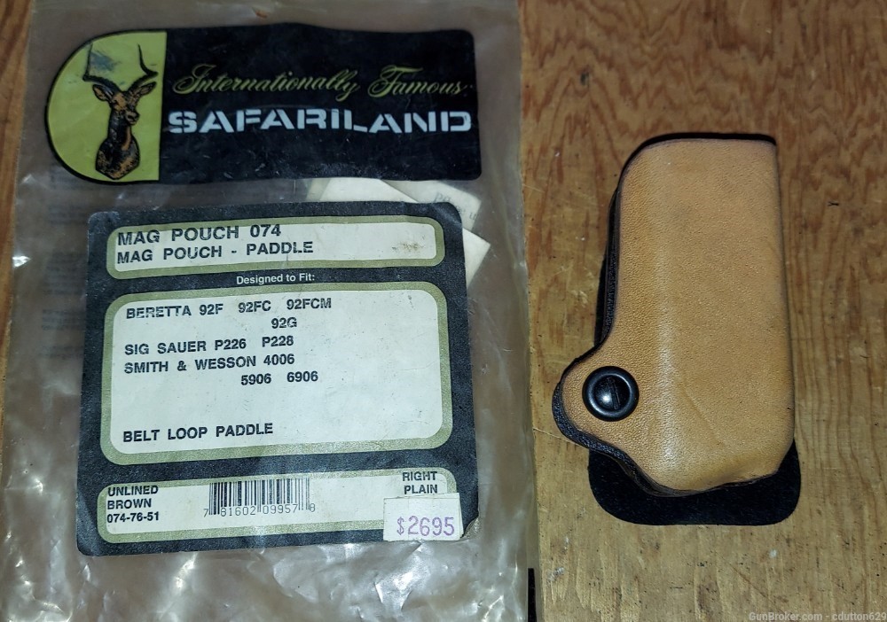Safariland mag pouch Beretta Sig S&W paddle brown leather RH 074-76-51-img-0