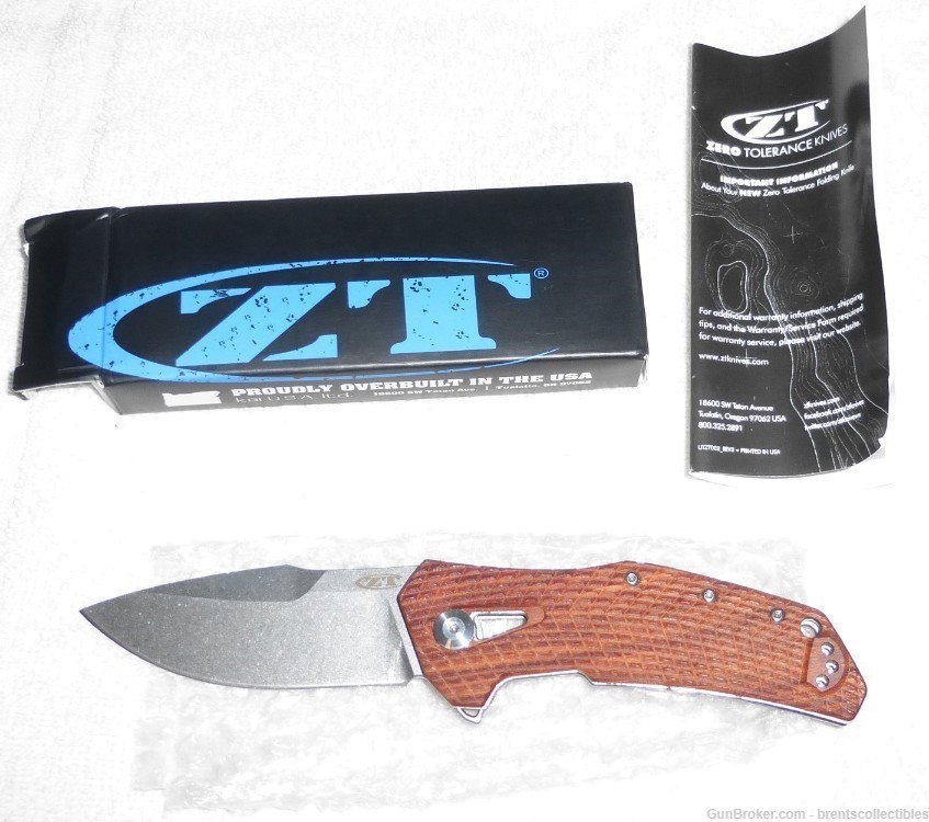 NEW Zero Tolerance ZT 0308 Liner Lock Pocket Knife Wood Grip Scales Copy-img-0