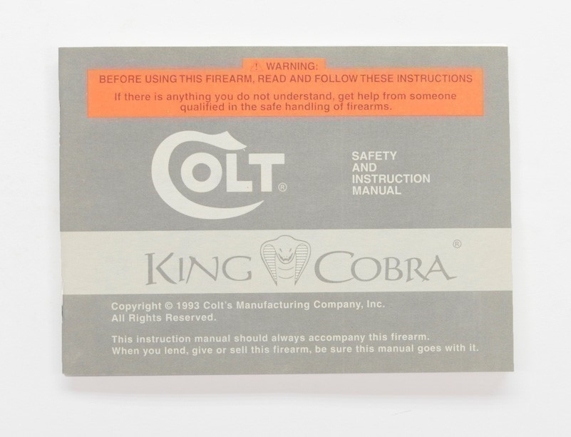 Colt King Cobra 1993 Factory Paperwork Packet-img-1