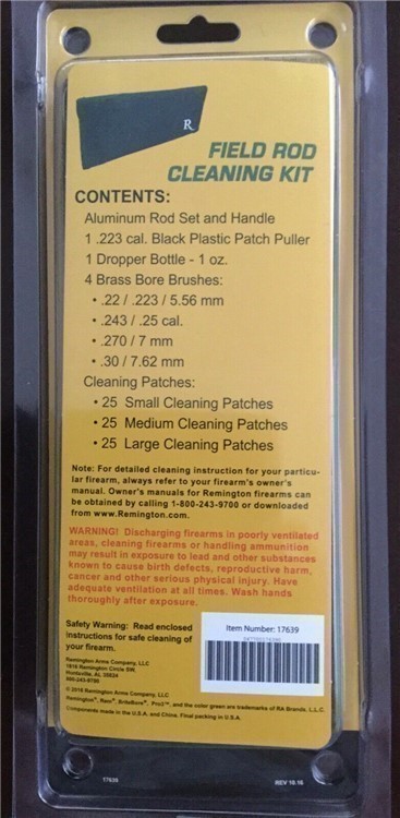 Remington Field Rod Cleaning Kit 22/223/243/270/30 25cal/5.56mm/7mm/7.62mm-img-2