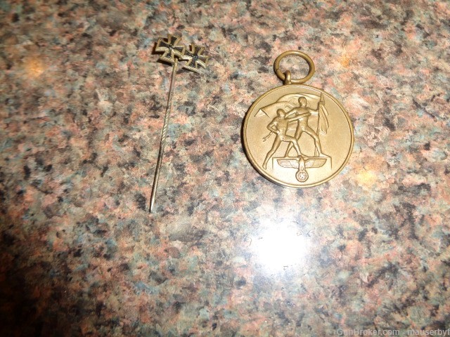WWll original German Memel Medal  & stick pin    see description below-img-0