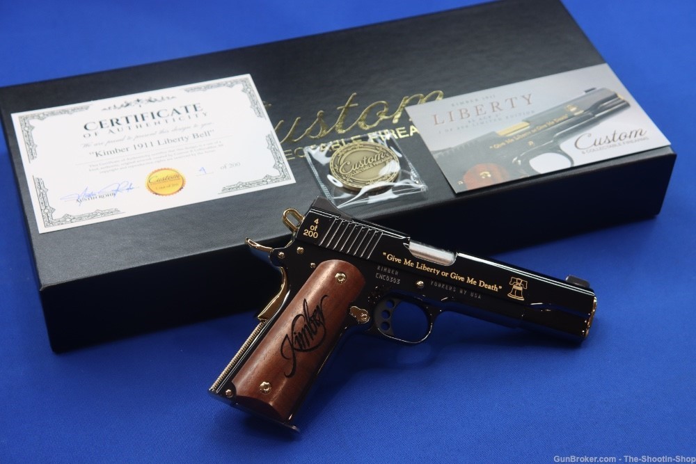Kimber Liberty Bell Pistol High Polished Gold Engraved 45ACP 1911 1 of 200 -img-0
