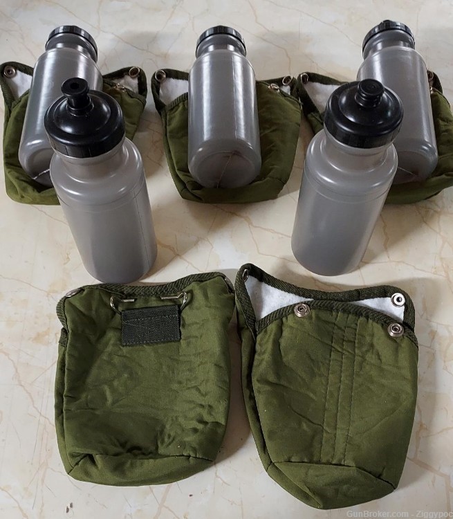 5 Factory New Water Bottles with OD Green Shrouds/Belt/Bag Clips-img-7