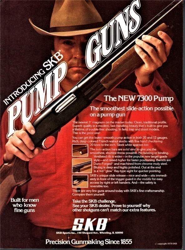 1979 SKB 7300 Pump Shotgun PRINT AD Advertising-img-0