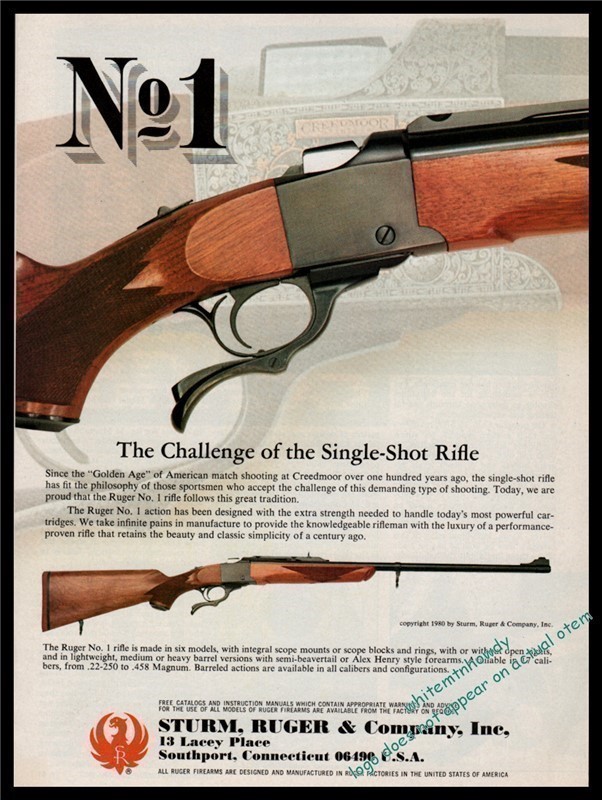 1983 RUGER No. 1 Single Shopt Rifle PRINT A-img-0