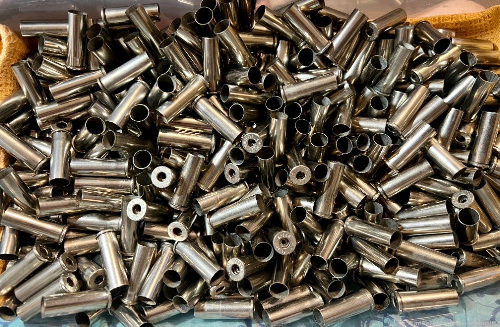 38 SPL and SPL+P Once Fired Nickel Brass Casings - 395 pcs Mixed Headstamps-img-1