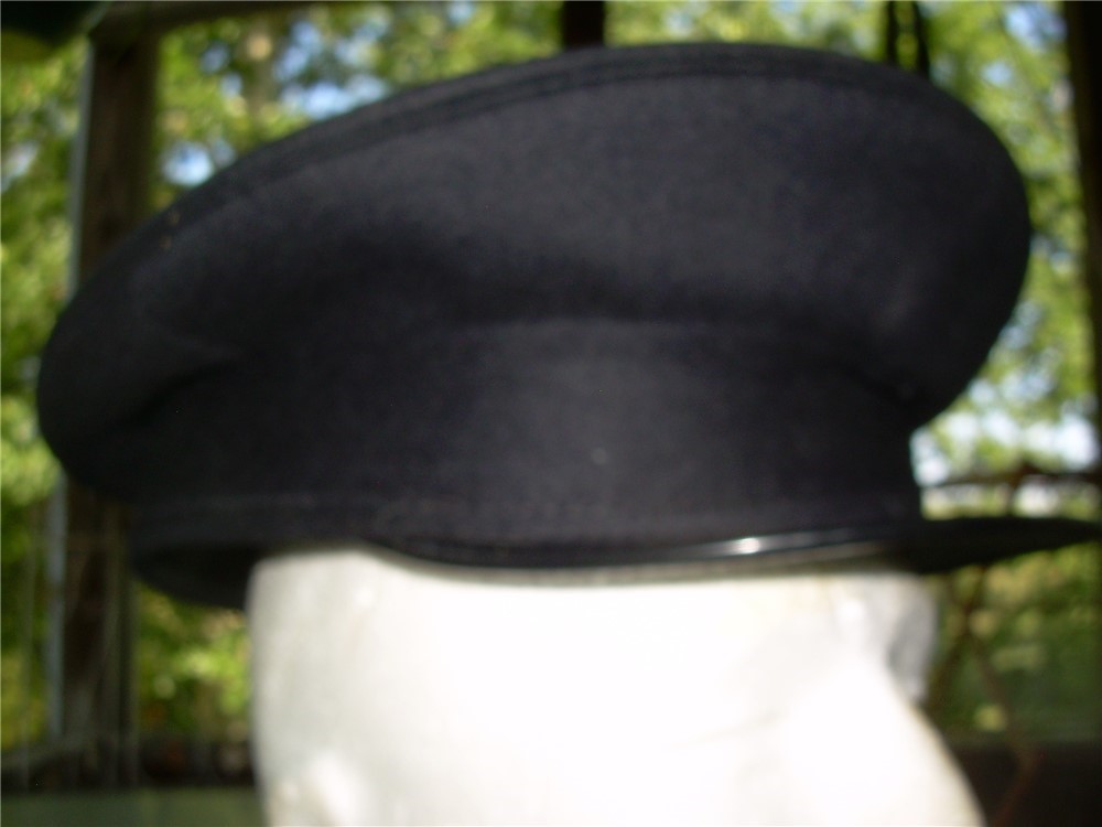 NOS BLACK Italian wool military officer peaked VISOR HAT cap, 60 X-Large-img-5