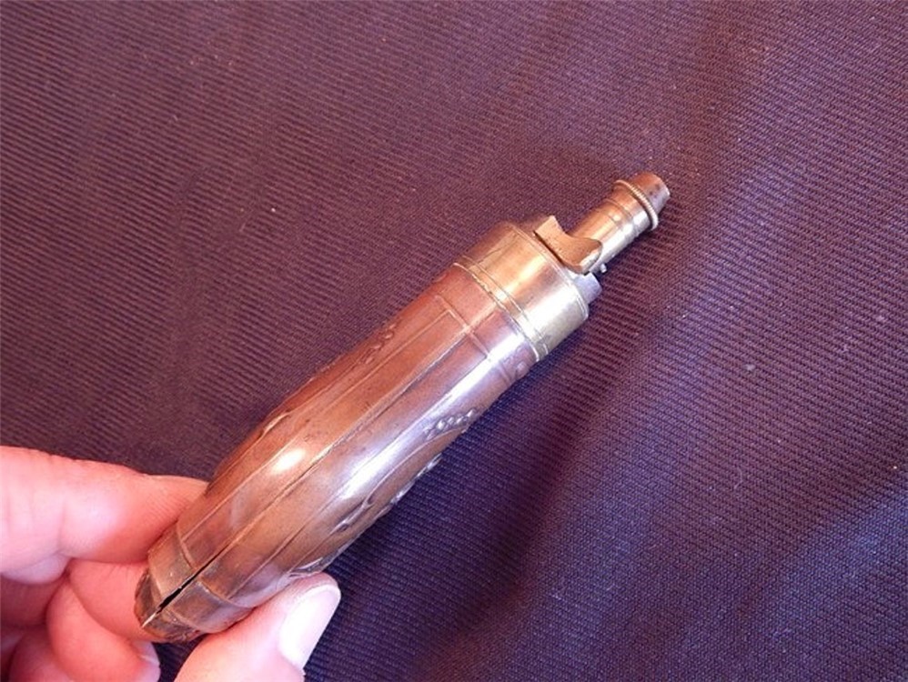 Antique 1840s-60s French Pistol Powder Flask-img-1