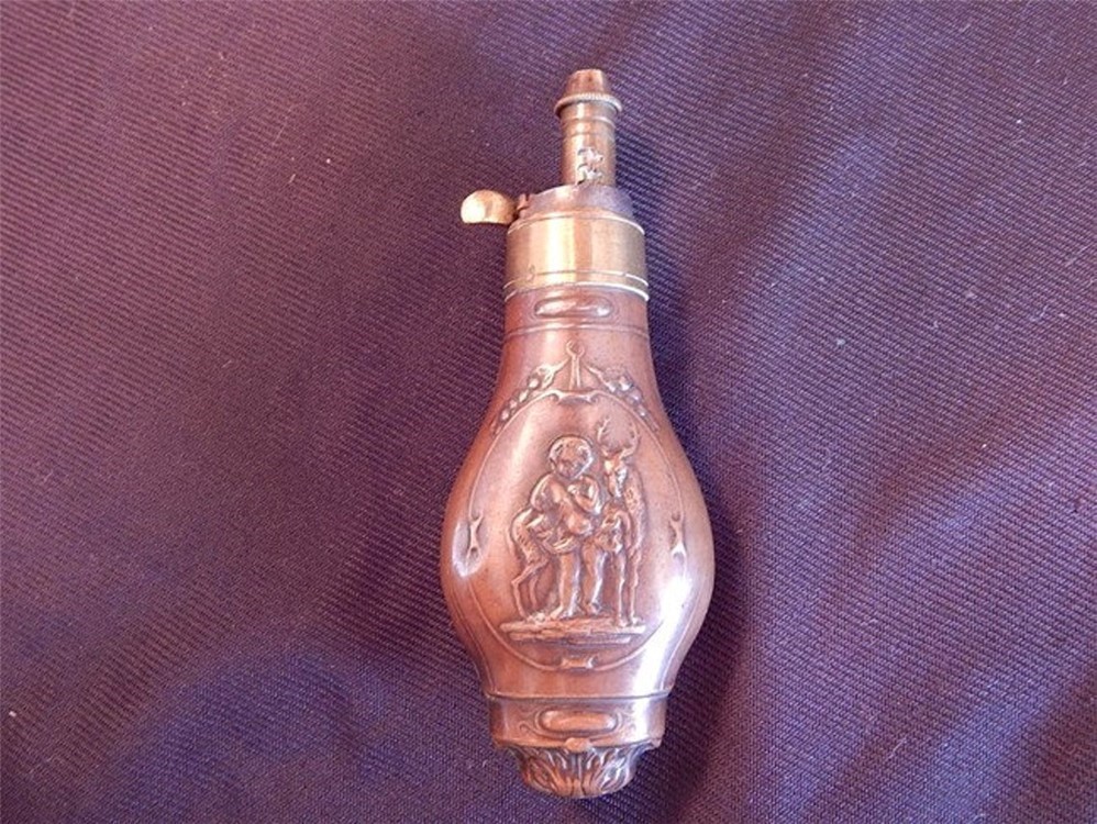 Antique 1840s-60s French Pistol Powder Flask-img-2