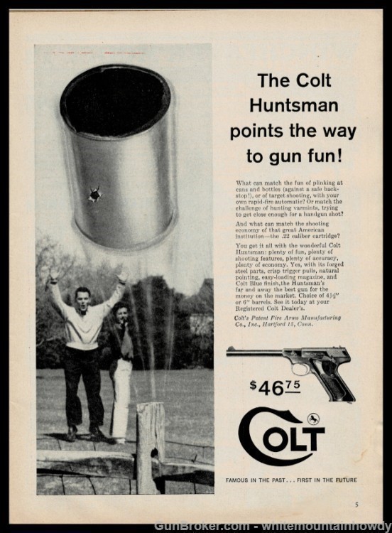 1958 COLT Huntsman Pistol AD Print Advertising-img-0