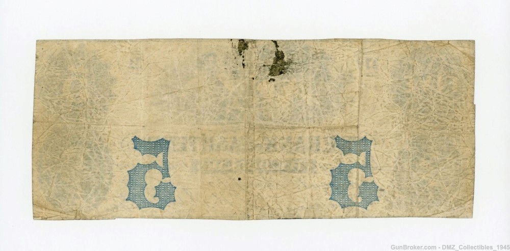1850s $5 Dollar Michigan Bank Note Money Antique Currency-img-1