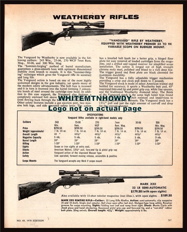 1978 WEATHERBY Vanguard & Mark XXII Rifle AD-img-0