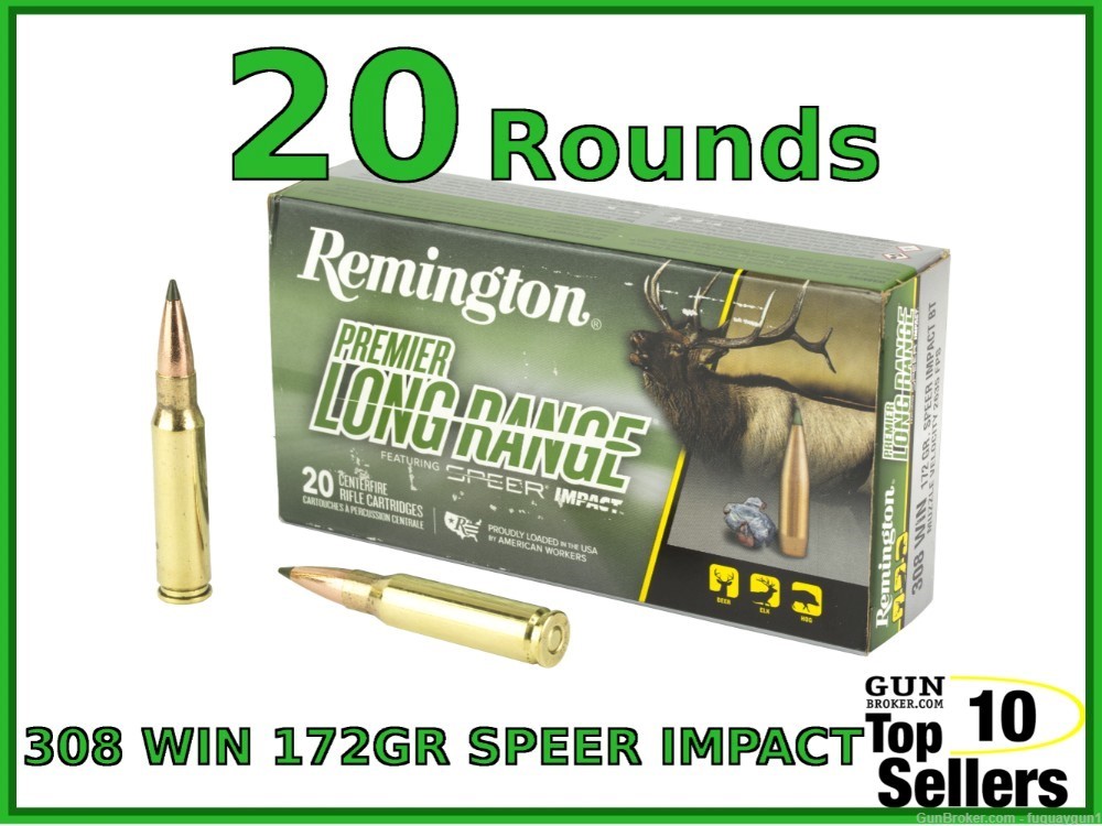 Remington Premier Long Range 308 172 gr Speer Impact Bullet R21345 20ct -img-0