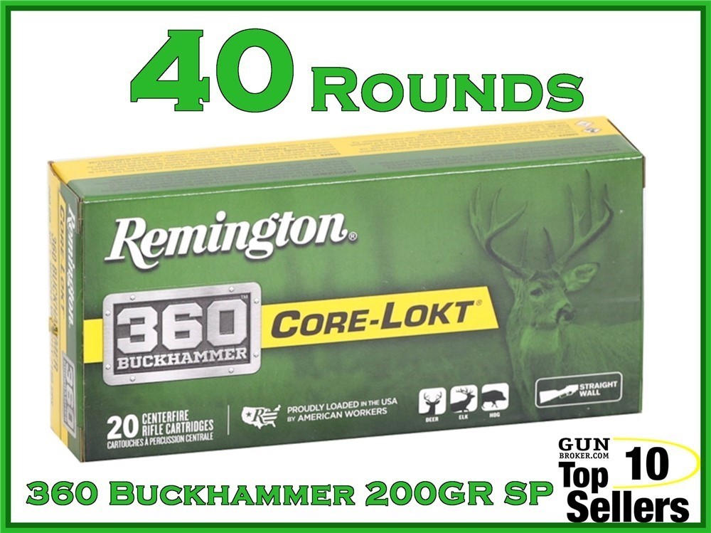 Remington Core-Lokt 360 Buck Hammer Ammo 200gr soft point hunting 27743 -img-0