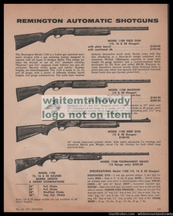 1971 REMINGTON 1100 Field Magnum Deer & Tournament Grade  Shotgun PRINT AD-img-0