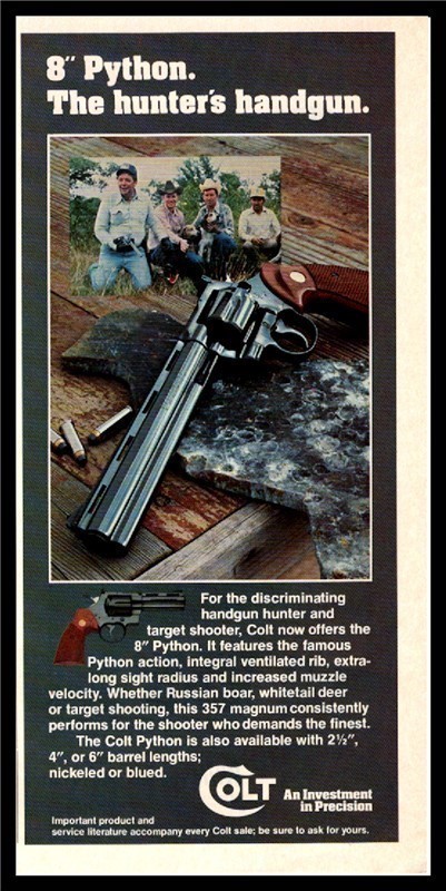 1980 COLT PYTHON 8" barrel Revolver PRINT AD-img-0