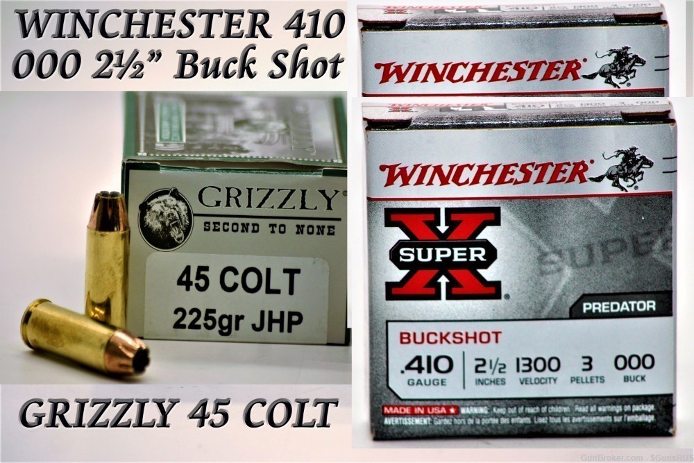45 LC/410 Protection Package Grizzly 45LC + Winchester 410 000 Buck 40 RDS-img-0