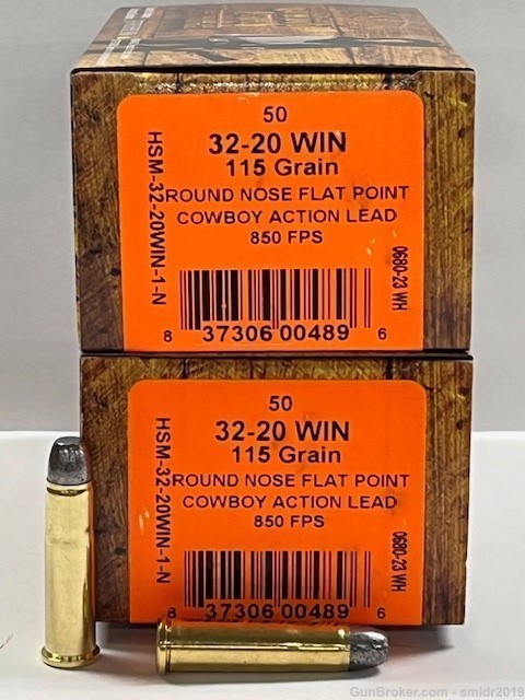 100 Rounds HSM 32-20 Win. 115gr RNFP Factory New!-img-0