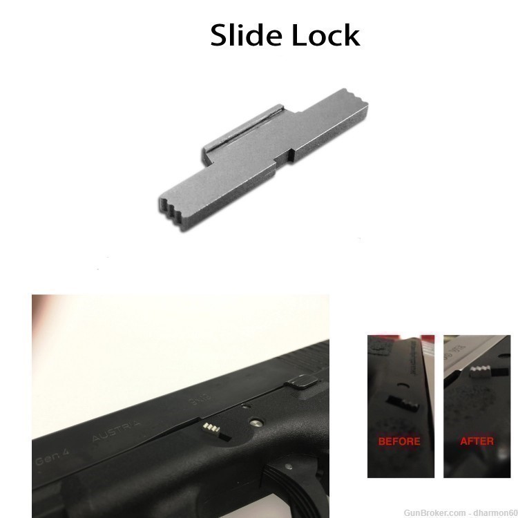 Extended Stainless Steel Slide Lock Lever For Glock Gen. 1 - 4 Free Ship -img-1