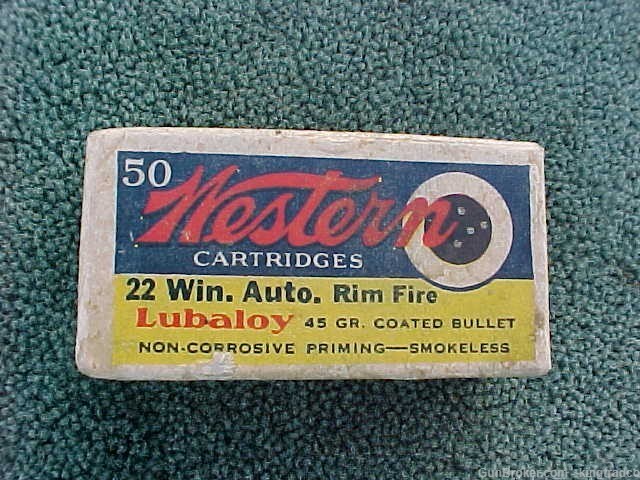 WESTERN 22 WIN. AUTO RIM FIRE Vintage Ammo 50 Cartridges Full Box E Alton I-img-0
