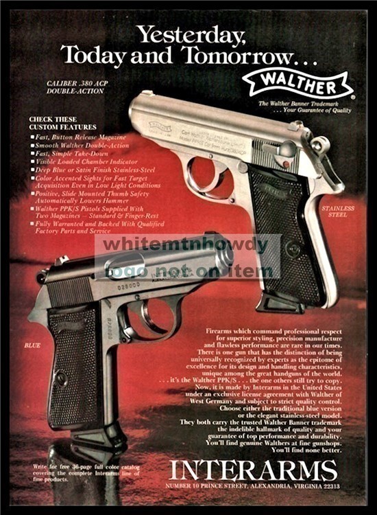 1984 WALTHER PPK/S Pistol Interarms PRINT AD-img-0