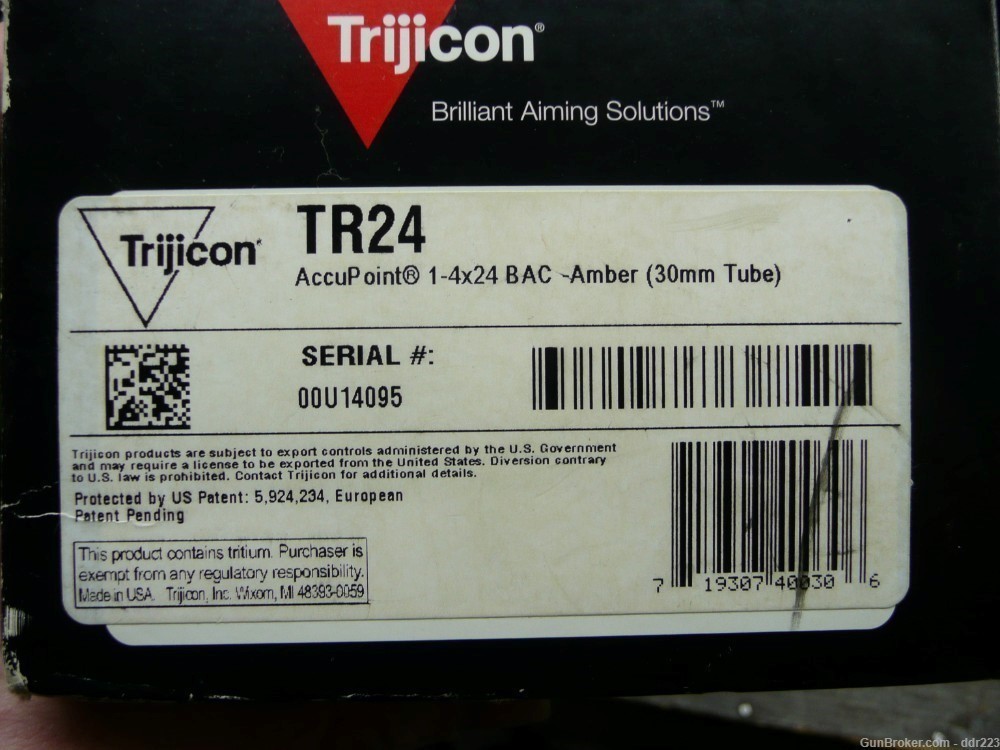 Trijicon AccuPoint 1-4x24 Rifle Scope, TR24 Amber Triangle 30mm Tube-img-1