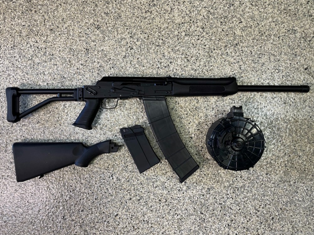 Izhmash SAIGA-12 With Drum, 12rd mag, 5rd Mag, Fixed Stock-img-0