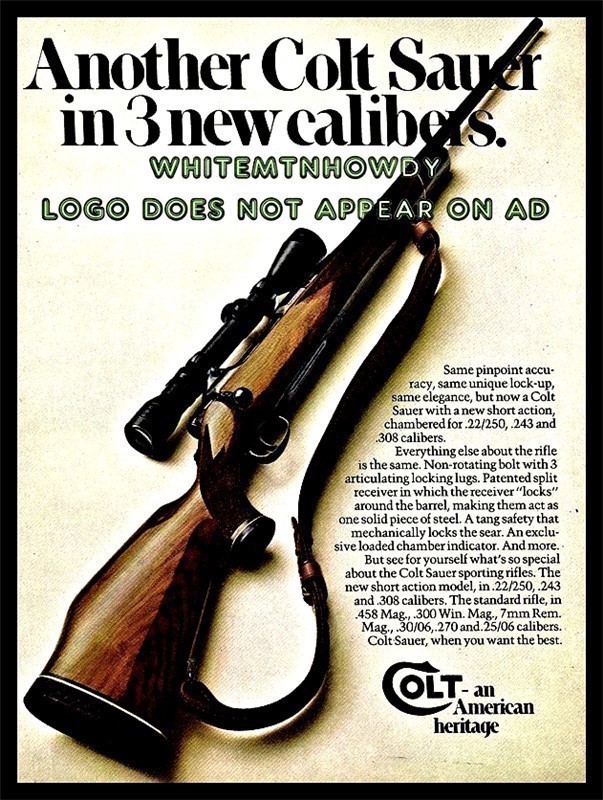 1974 Colt Sauer .22/250, .243 & .308 Rifle AD-img-0