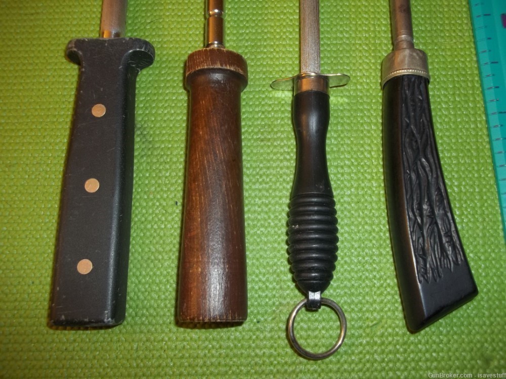 Vintage Lot of Knife Sharpening Steels Cutting Carving Butchering Hunting-img-1