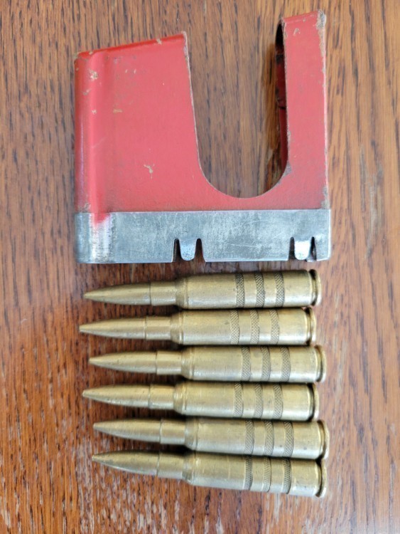 Six Swiss 7.5x55mm practice rounds with stripper clip k31-img-1