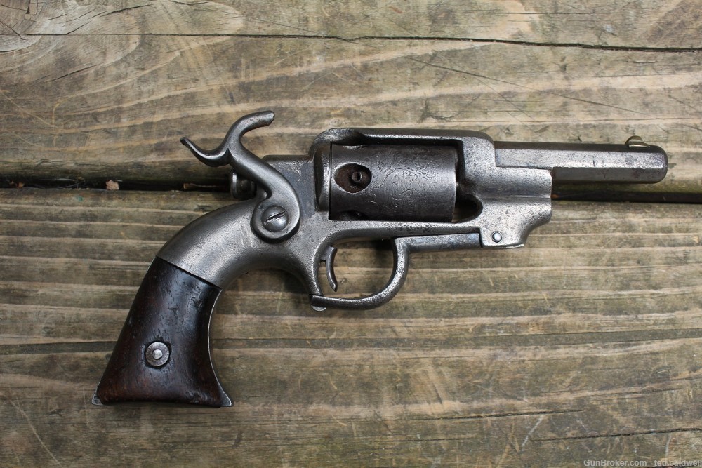 Allen & Wheelock Sidehammer Belt Model 5 shot revolver in .28 caliber!  -img-6