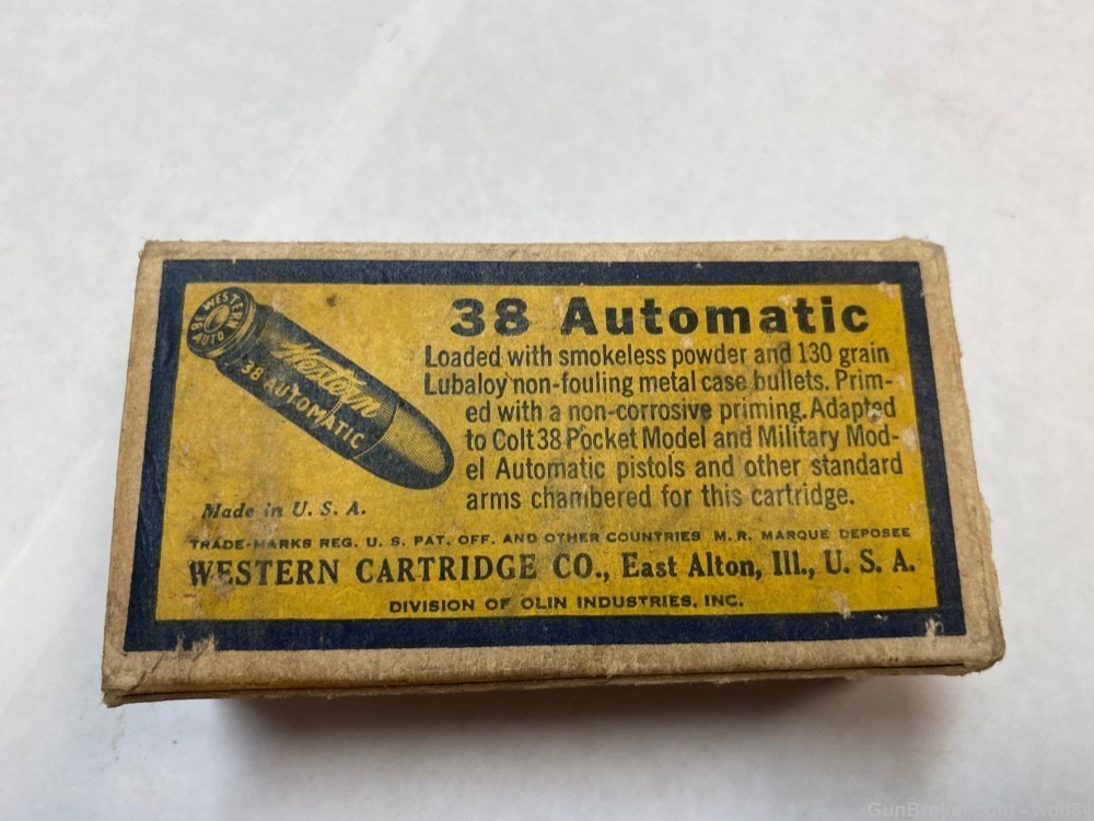 1946-54 Winchester WESTERN 38 Auto  130 gr 38 ACP  NOS -img-5