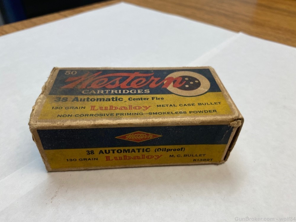 1946-54 Winchester WESTERN 38 Auto  130 gr 38 ACP  NOS -img-1