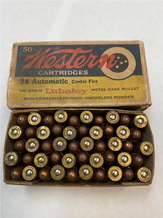 1946-54 Winchester WESTERN 38 Auto  130 gr 38 ACP  NOS -img-0