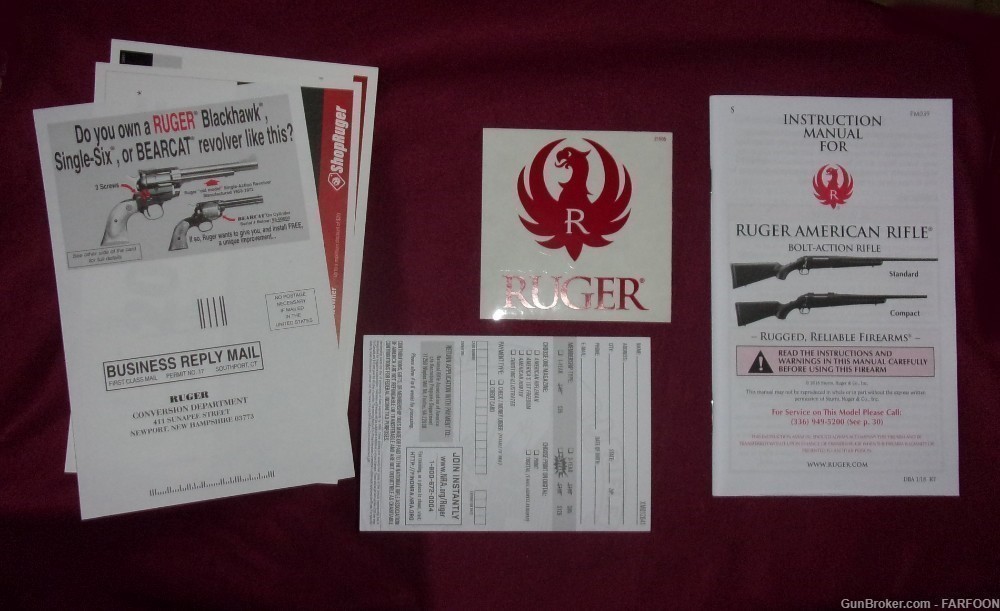 RUGER AMERICAN RIFLE INSTRUCTION MANUAL, STICKER, WARRANTY ETC.-img-0