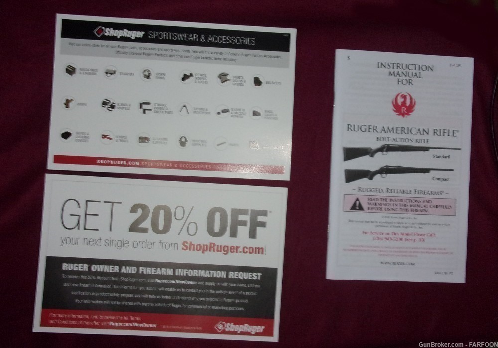 RUGER AMERICAN RIFLE INSTRUCTION MANUAL, STICKER, WARRANTY ETC.-img-1