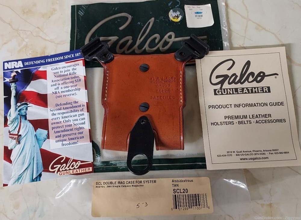 Factory New Galco Gunleather SCL20 Double Mag System-Tan/Ambi-for .380 Auto-img-3