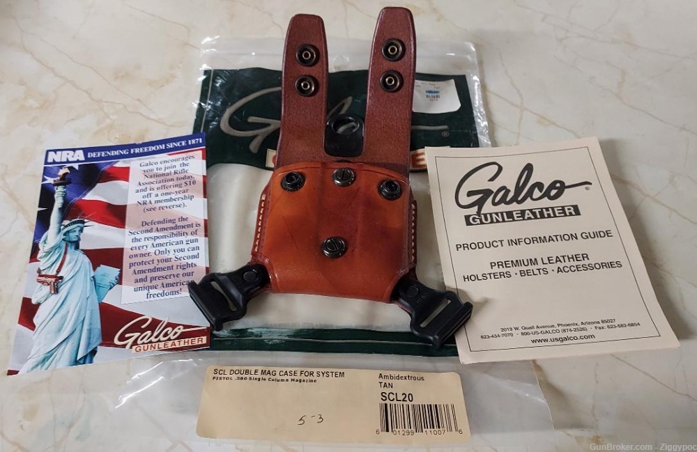 Factory New Galco Gunleather SCL20 Double Mag System-Tan/Ambi-for .380 Auto-img-4