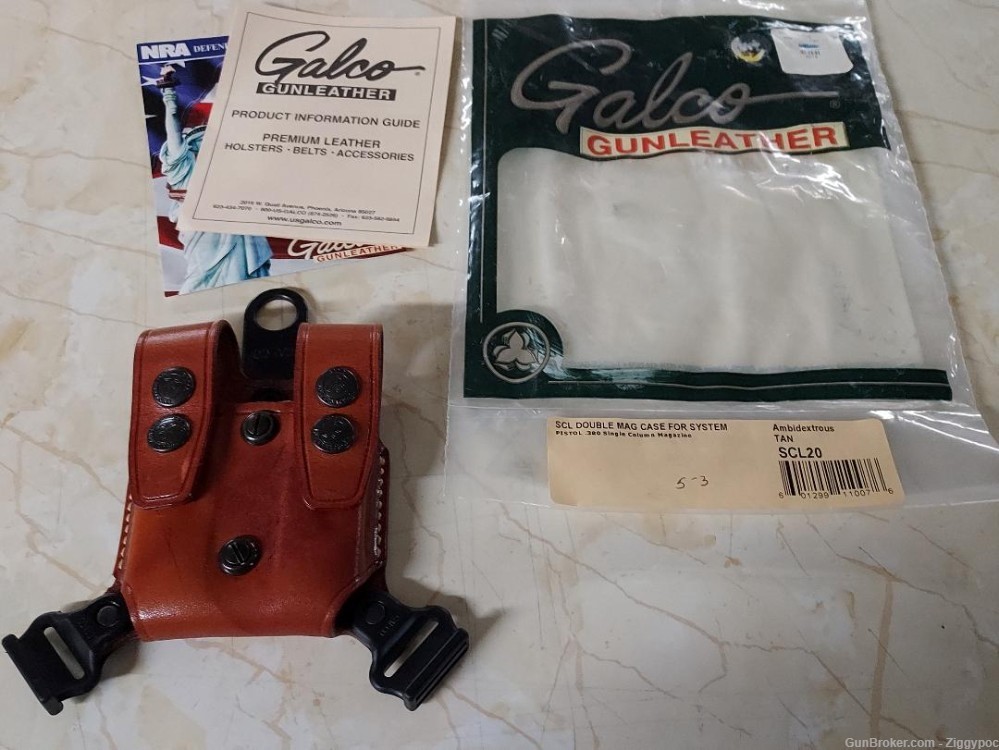 Factory New Galco Gunleather SCL20 Double Mag System-Tan/Ambi-for .380 Auto-img-6