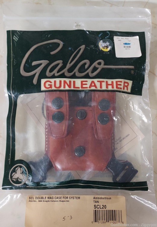 Factory New Galco Gunleather SCL20 Double Mag System-Tan/Ambi-for .380 Auto-img-1
