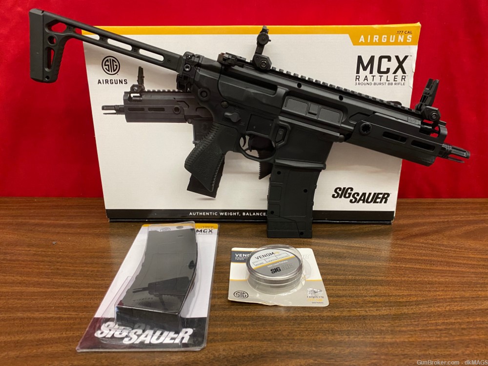 Sig Sauer MCX Rattler .177 Airgun 3-round burst Rifle w/ pellets and mag-img-0