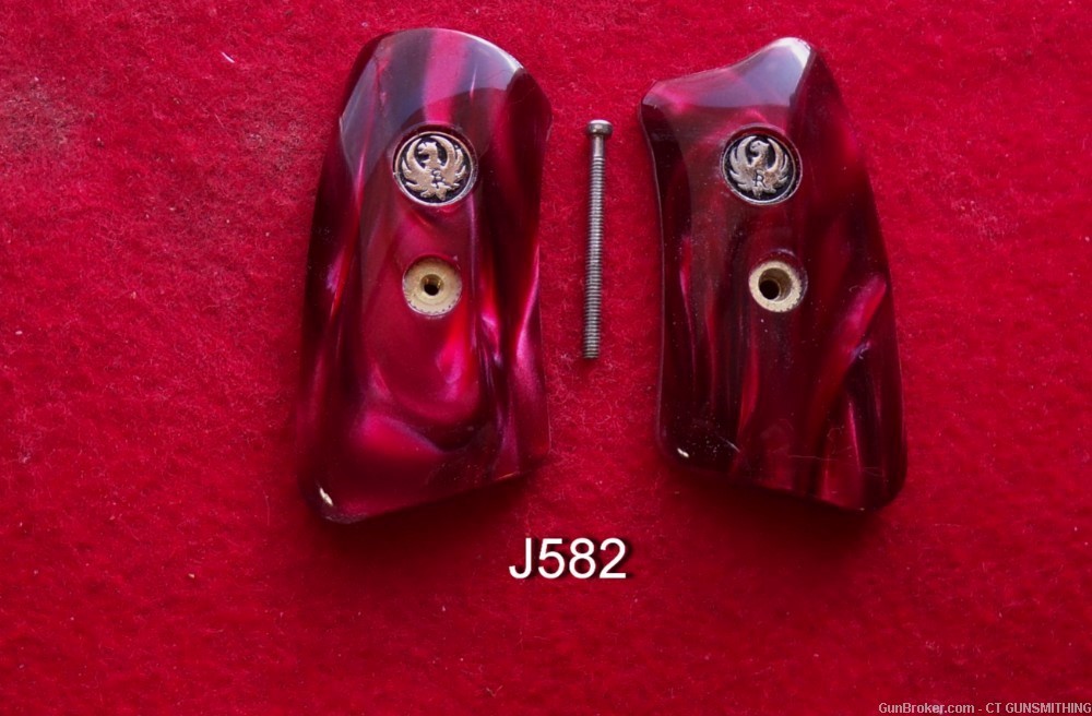 Kirinite Red Pearl Grip Inserts w/Mdlns for Ruger SP101 pretty set!-img-0
