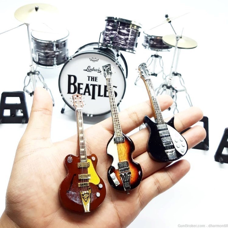 Miniature Beatles Instrument Set Accurate Reproduction of Guitars & Ludwig -img-2