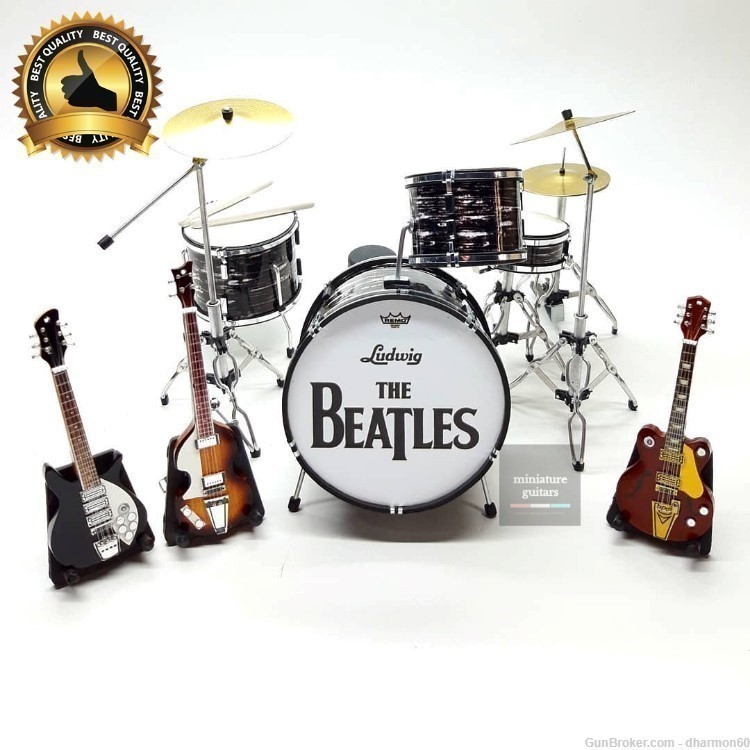 Miniature Beatles Instrument Set Accurate Reproduction of Guitars & Ludwig -img-0