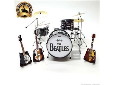 Miniature Beatles Instrument Set Accurate Reproduction of Guitars & Ludwig 