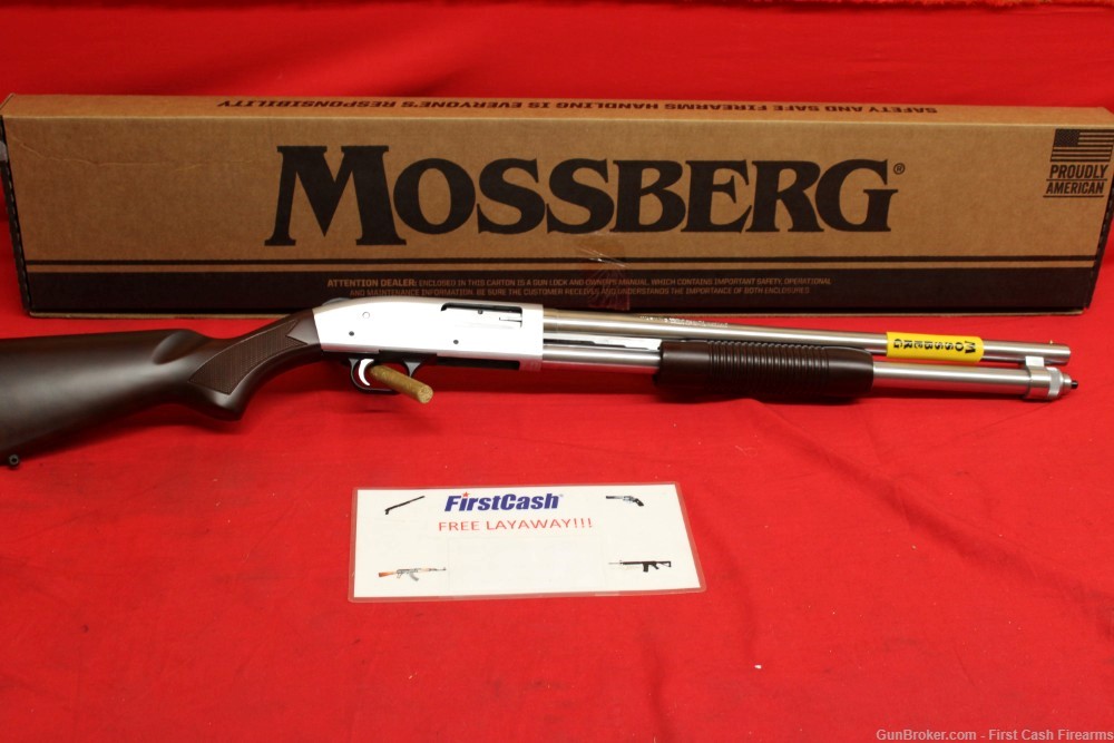 Mossberg 590 Chrome 12ga, MOSSBERG 9-shot Wood Furniture.-img-0